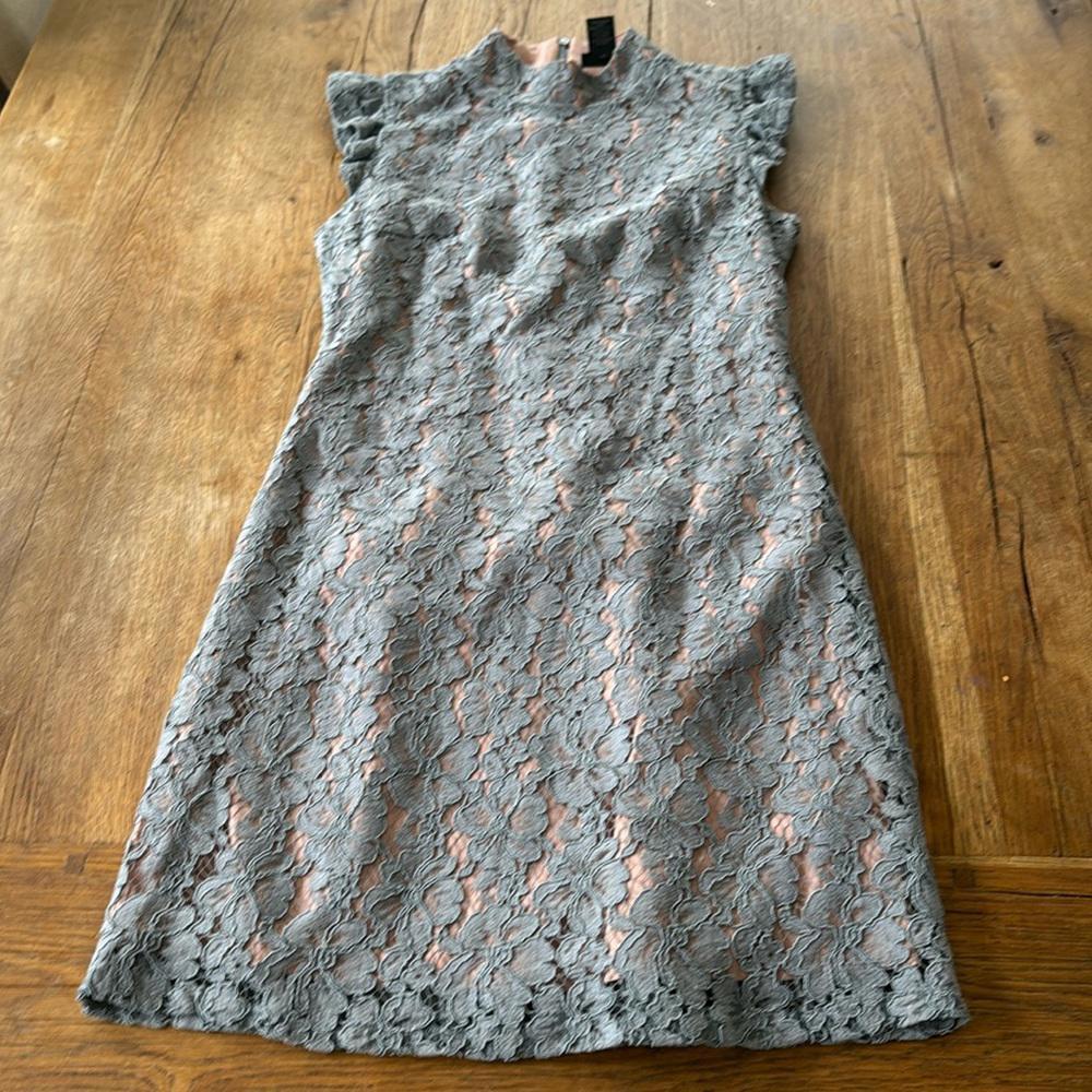 TAHARI HIGH NECK LACE PENCIL DRESS